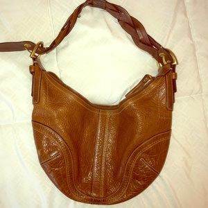 Coach Brown Textured Leather Braided Strap Hobo